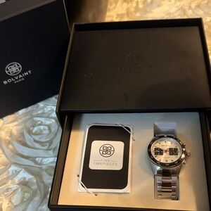 Silver and Black Chronograph Watch